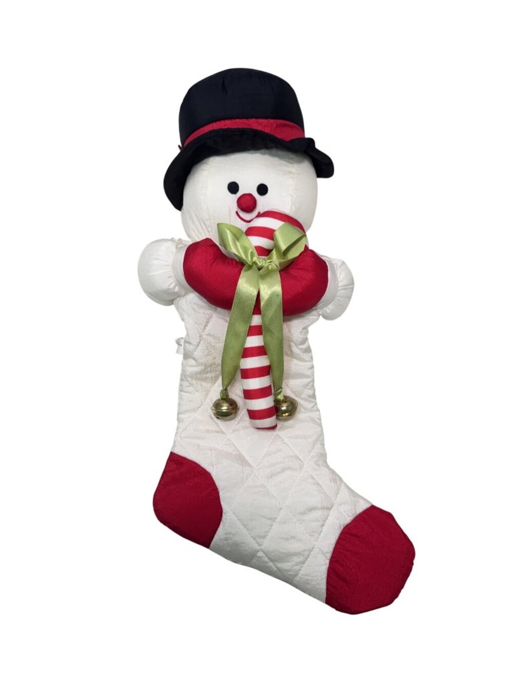 Christmas Snowman Nylon Quilted Stocking 22" Long 3D Winter Holiday